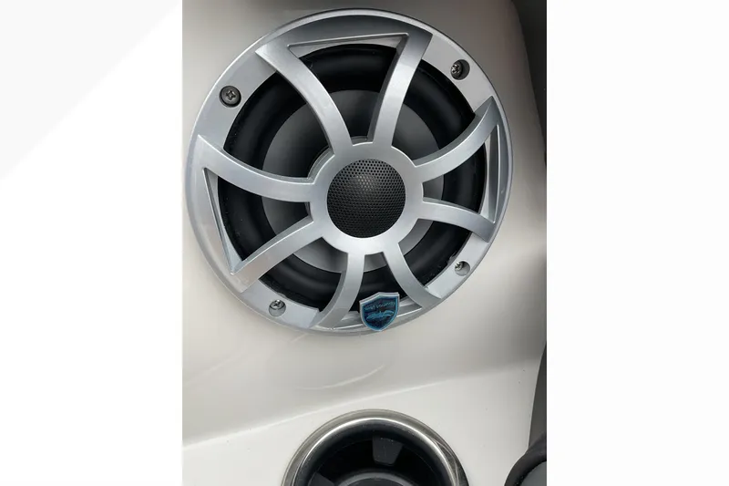 Slide: The Image of Speaker detail on 2026 Starcraft SVX 190 OB boat, featuring sleek silver design. - 17