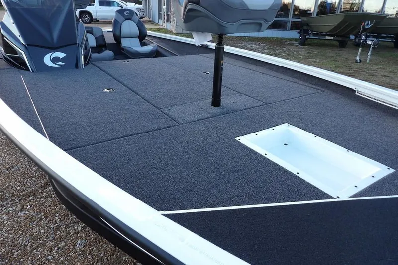Slide: The Image of 2026 Crestliner XF 189 boat deck with seating and storage compartments. - 18