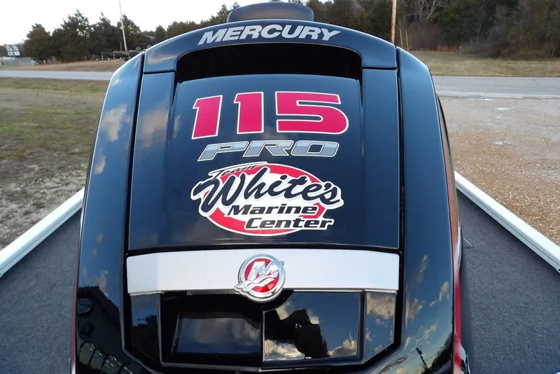 Slide: The Image of 2026 Crestliner XF 189 with Mercury 115 Pro outboard engine, White's Marine Center branding. - 43