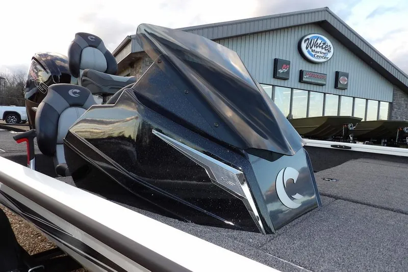 Slide: The Image of 2026 Crestliner XF 189 boat at White's Marine Center, showcasing sleek design and seating. - 46