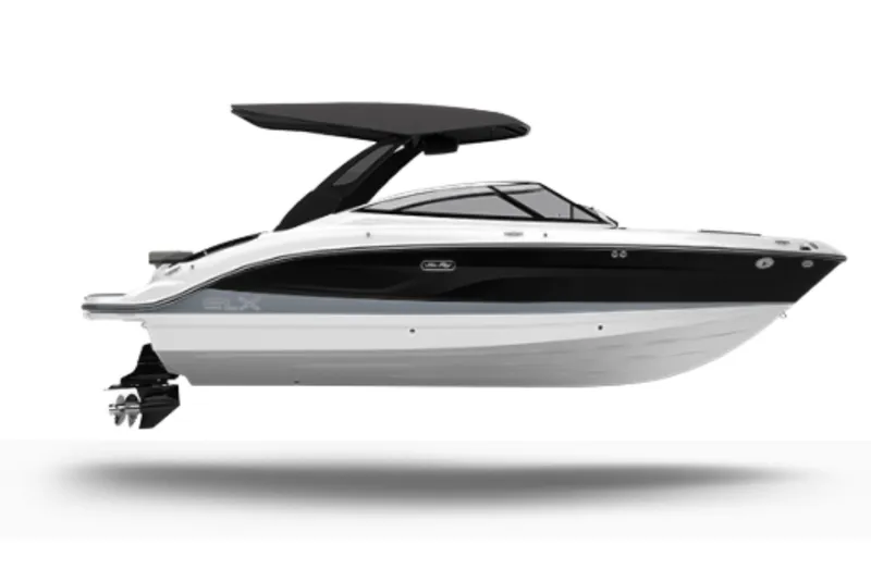 The Image of 2026 Sea Ray SLX 260 boat, sleek design with black and white exterior. - 0
