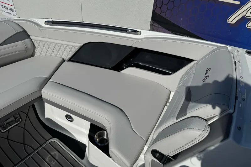 Slide: The Image of Luxurious seating on 2026 Sea Ray SLX 260 boat, featuring elegant design and premium materials. - 43