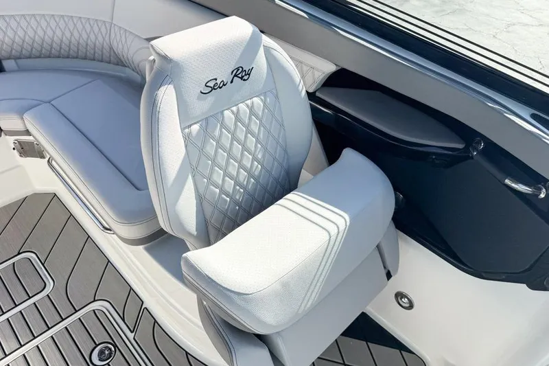 Slide: The Image of Luxury seating on 2026 Sea Ray SLX 260 boat with elegant design and premium materials. - 24