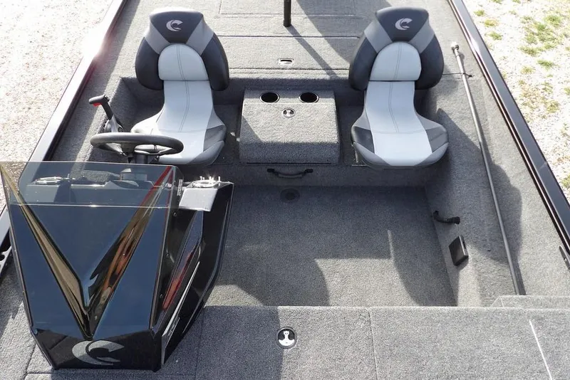 Slide: The Image of 2026 Crestliner XF 189 boat interior with dual seats and steering console. - 16