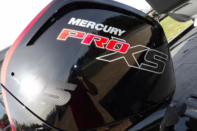 Slide: The Image of Mercury Pro XS engine on 2026 Crestliner XF 189 boat, close-up view. - 33