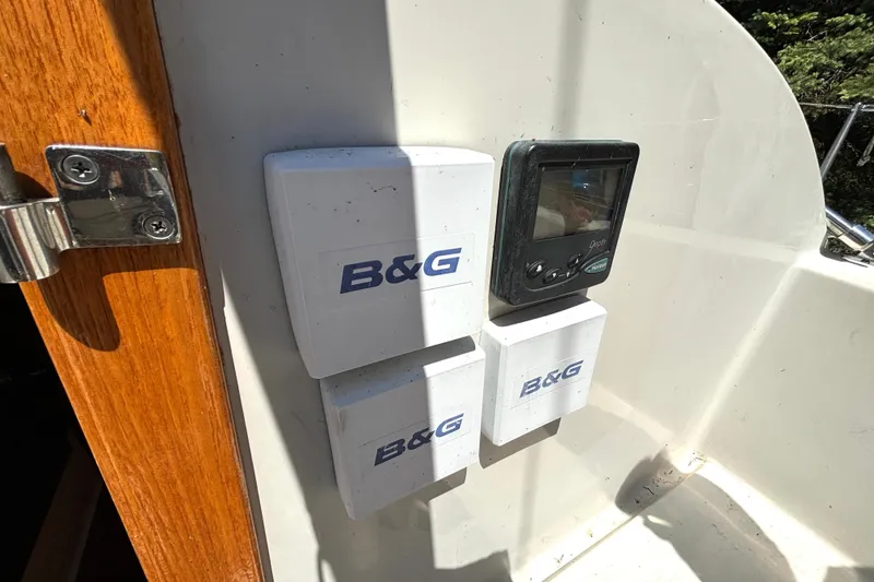 Slide: The Image of B&G marine instruments on 1985 Nonsuch 30 Ultra sailboat cockpit. - 22