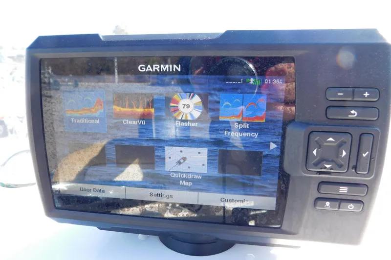 Slide: The Image of Garmin fishfinder display on 2019 Key West 1720 Center Console boat. - 19