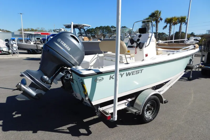 Slide: The Image of 2019 Key West 1720 Center Console boat with Yamaha engine on trailer. - 5
