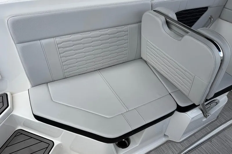 Slide: The Image of 2023 Sea Ray SPX 230 boat seating with sleek, modern design and comfortable upholstery. - 22