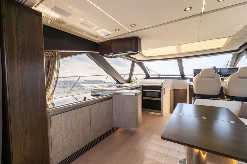 Slide: The Image of Luxurious interior of 2021 Azimut S6 yacht with modern design and waterfront view. - 17