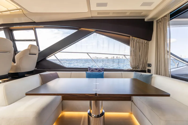 Slide: The Image of Luxurious 2021 Azimut S6 yacht interior with modern kitchen and scenic water view. - 19