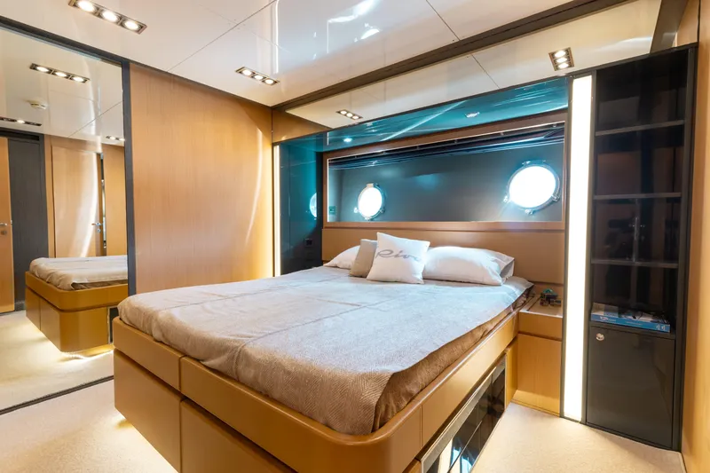 Slide: The Image of Luxurious bedroom interior of 2014 Riva 86' DOMINO yacht with modern design elements. - 39