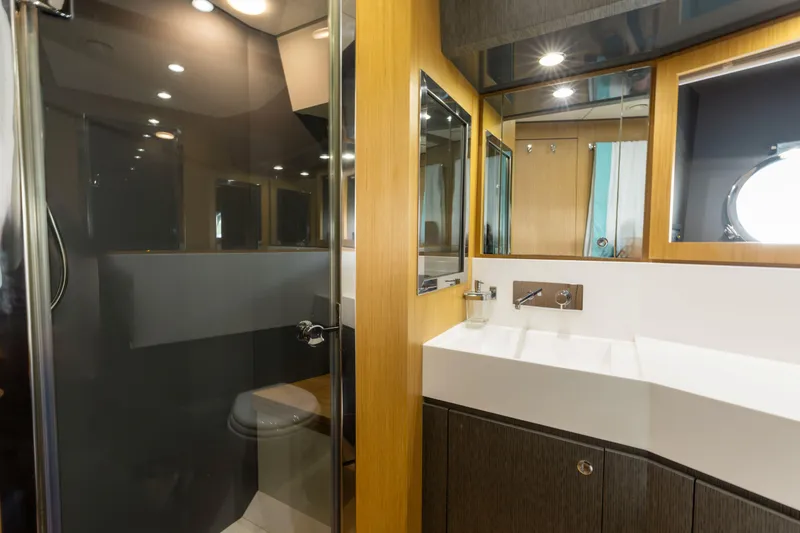 Slide: The Image of Luxurious bathroom interior on 2014 Riva 86' DOMINO yacht with modern fixtures. - 47