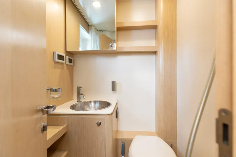 Slide: The Image of Luxurious bathroom interior of 2014 Riva 86' DOMINO yacht with modern fixtures. - 62