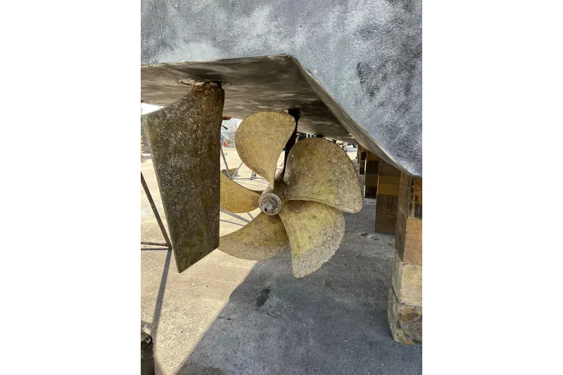 Slide: The Image of Propeller of 2014 Riva 86' DOMINO yacht, dry docked for maintenance. - 82