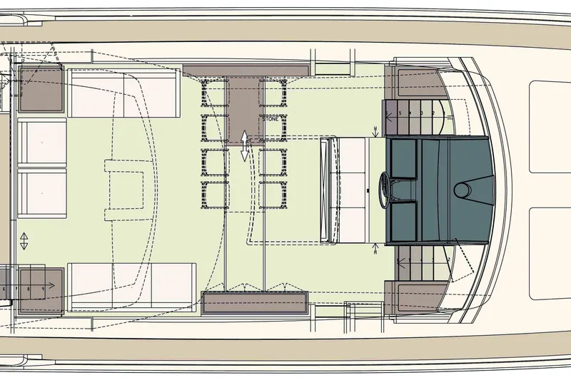 Slide: The Image of Floor plan of 2014 Riva 86' DOMINO yacht, showcasing interior layout and design. - 85