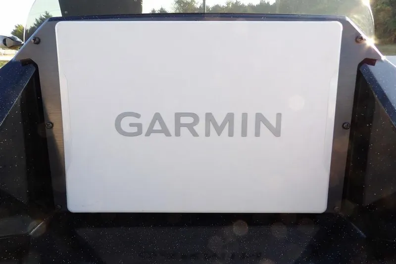 Slide: The Image of 2025 Crestliner XF 189 boat featuring a Garmin navigation system. - 19