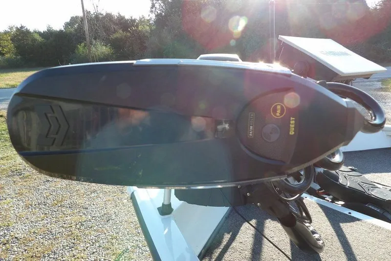 Slide: The Image of 2025 Crestliner XF 189 boat motor with control panel in sunlight. - 41