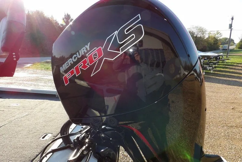 Slide: The Image of Mercury Pro XS engine on 2025 Crestliner XF 189 boat, outdoor setting. - 56