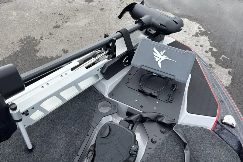 Slide: The Image of 2026 Skeeter ZXE20 boat deck with advanced trolling motor and control panel. - 19