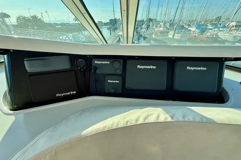 Slide: The Image of Control panel of a 1999 Bluewater 5800 yacht with Raymarine equipment. - 18