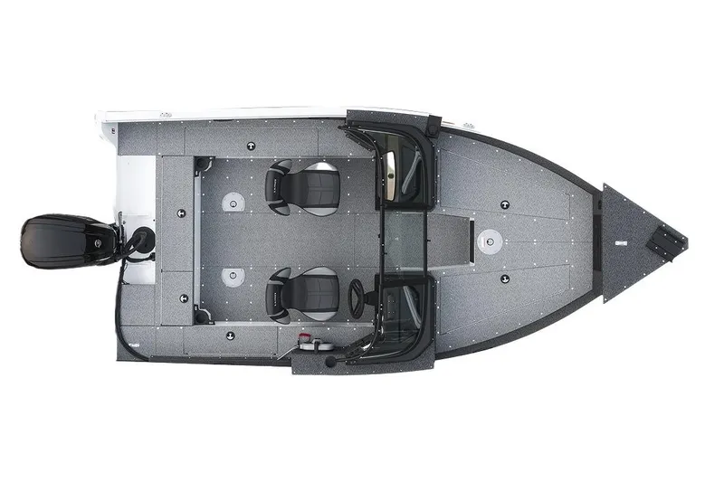 Slide: The Image of Manufacturer Provided Image: Top view of 2026 Lund 1700 Explorer Sport boat with dual seats and motor. - 1