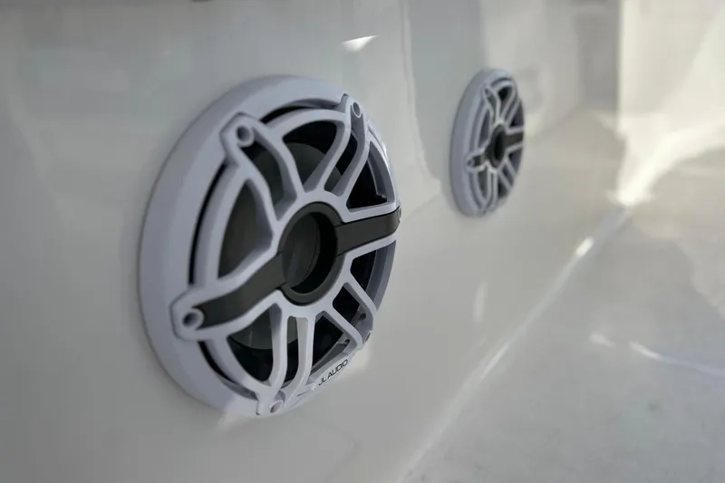 Slide: The Image of Close-up of JL Audio speakers on 2026 Sea Fox 288 Commander boat. - 29