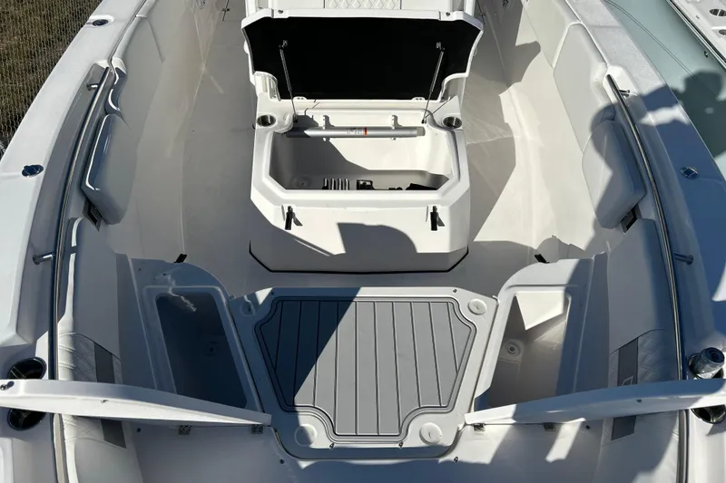 Slide: The Image of 2026 Sea Fox 288 Commander boat interior with open storage compartments. - 34