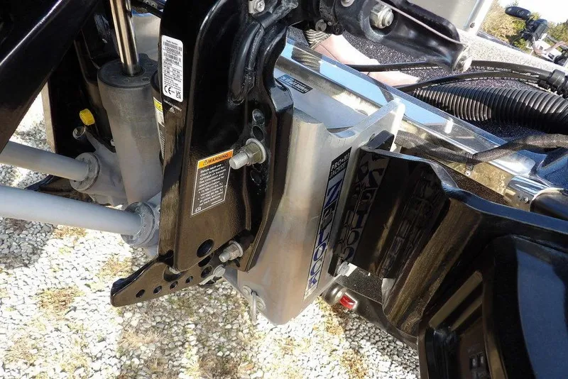 Slide: The Image of Close-up of 2024 Phoenix 721 ProXP boat's engine mount and suspension components. - 42