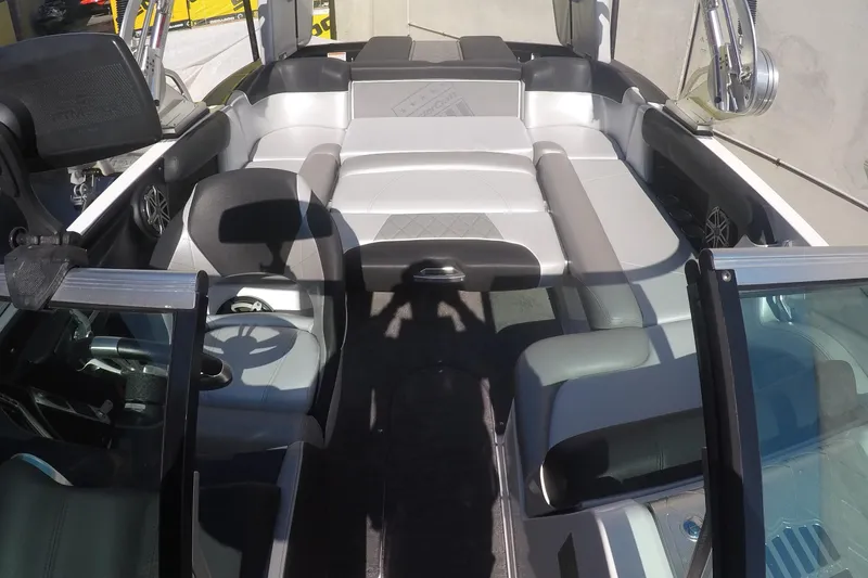 Slide: The Image of 2017 MasterCraft X10 boat interior with luxurious seating and modern design. - 4