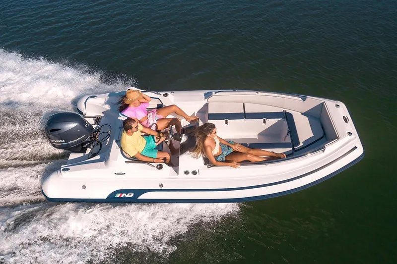 Slide: The Image of Manufacturer Provided Image: 2026 AB Inflatables Nautilus 17 DLX boat on the water. - 2