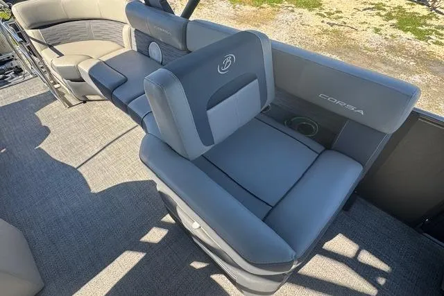 Slide: The Image of 2024 Barletta CORSA 25 QSSA boat interior with luxurious seating and modern design. - 15