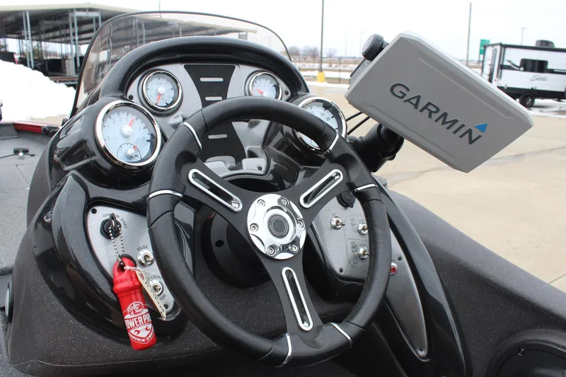 Slide: The Image of 2023 Tracker Pro Team 175 TXW dashboard with Garmin GPS and gauges. - 16