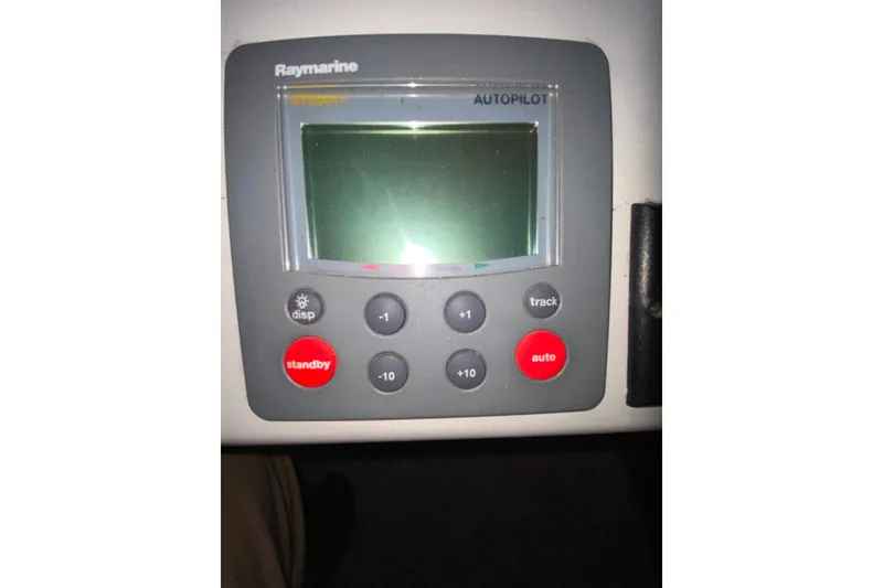 Slide: The Image of Raymarine autopilot control panel on 2001 Californian 39 boat. - 17