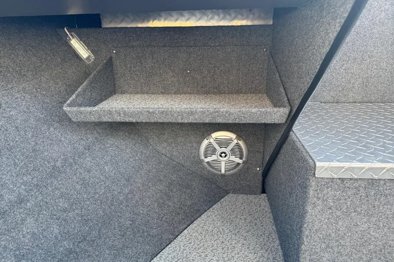 Slide: The Image of Interior of 2026 Thunder Jet 185 Luxor boat with speaker and storage shelf. - 45