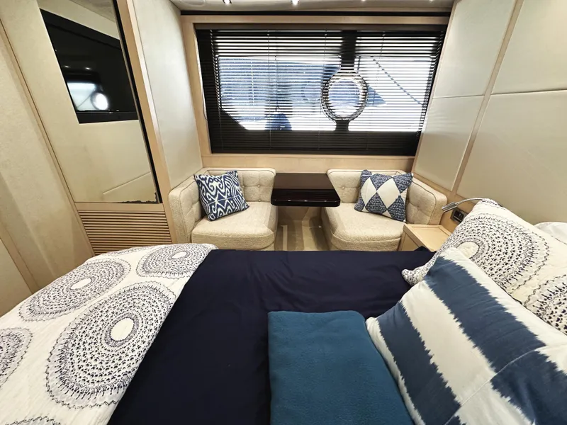 Slide: The Image of Luxurious Sunseeker Predator 57 yacht interior, featuring elegant seating and stylish decor, 2015 model. - 38