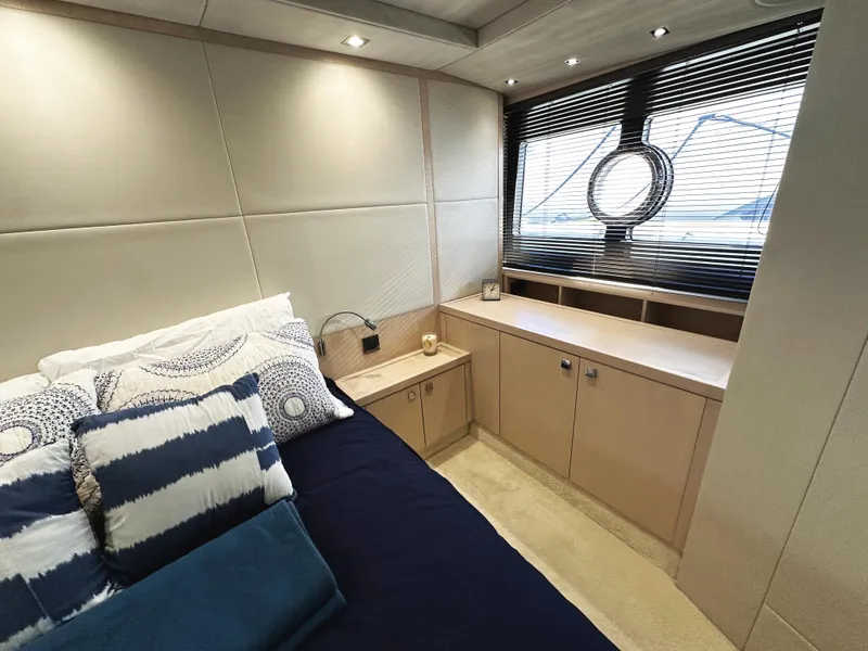 Slide: The Image of Luxurious cabin interior of 2015 Sunseeker Predator 57 yacht with modern decor. - 39