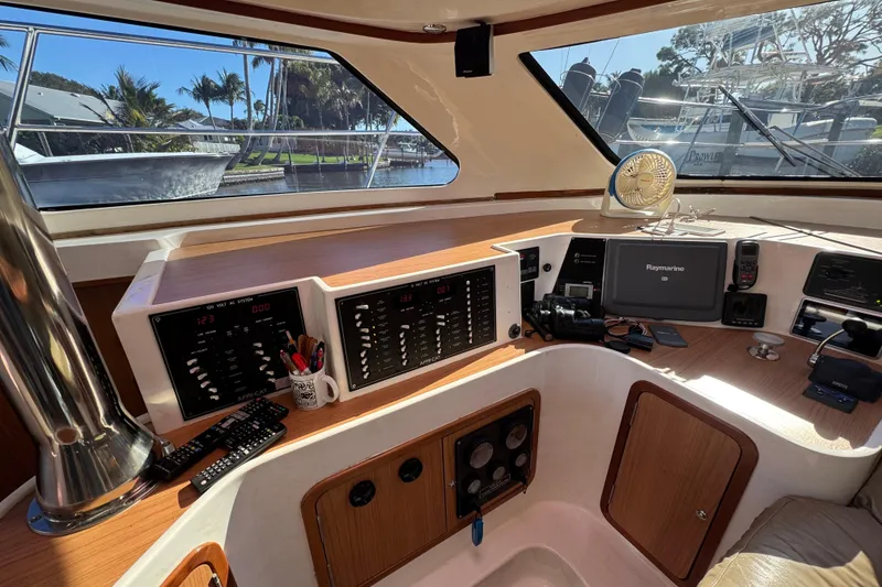 Slide: The Image of Interior view of 2007 Africat Marine 420 yacht cockpit with navigation equipment. - 88