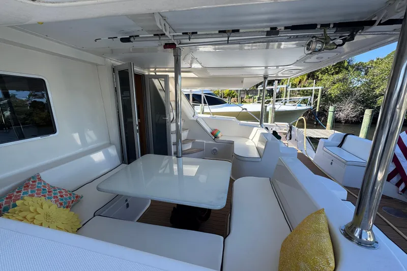 Slide: The Image of Luxurious 2007 Africat Marine 420 yacht interior with comfortable seating and stylish decor. - 94