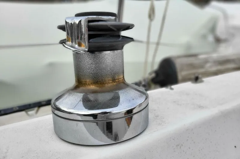 Slide: The Image of Winch on 1985 Catalina 36 sailboat deck, close-up view. - 51