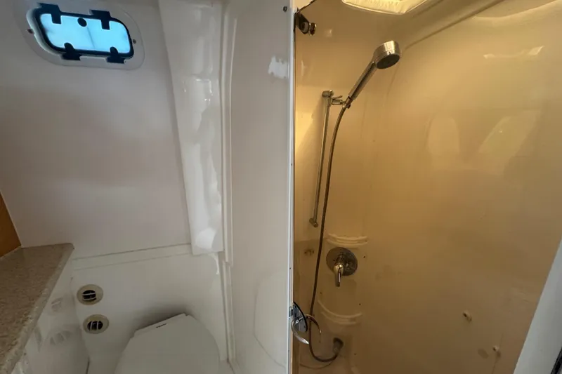 Slide: The Image of Bathroom interior of 2012 Intrepid 390 Sport Yacht with shower and toilet. - 71