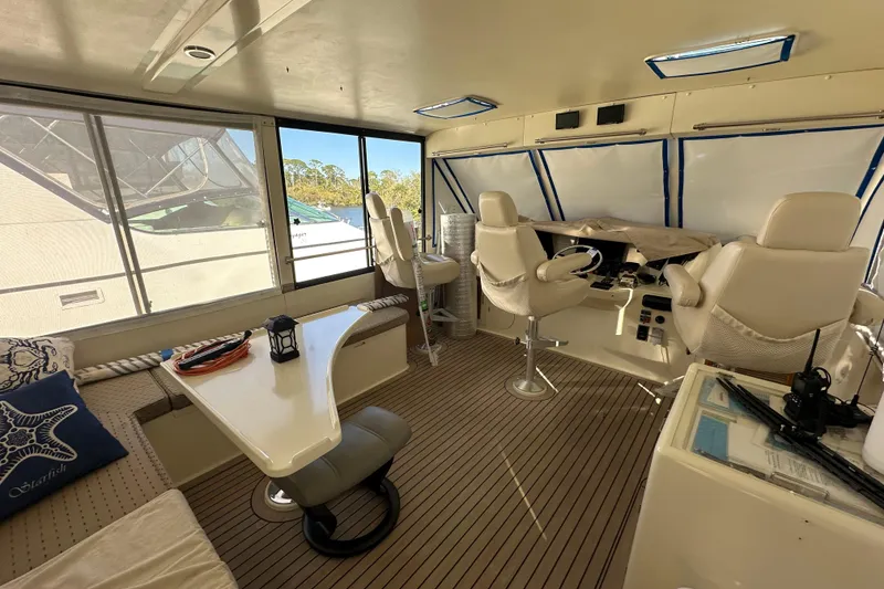 Slide: The Image of Interior of 2006 Novatec Islander 55 yacht with helm, seating, and table. - 34