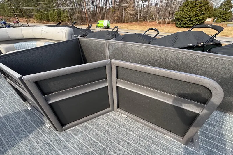 Slide: The Image of 2022 Premier Escalante boat interior with seating and railing details. - 33