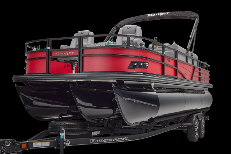 Slide: The Image of Luxurious tan seating on 2026 Ranger 223F boat, featuring cup holders and stylish design. - 9