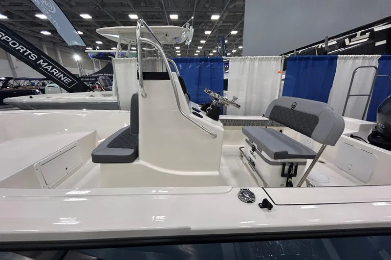 Slide: The Image of 2026 May-Craft 182 CC boat displayed at a show. - 4