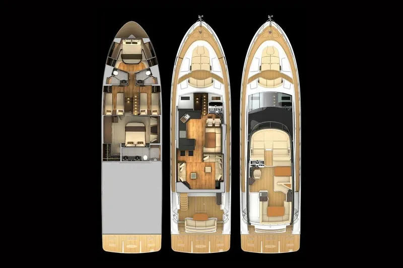Slide: The Image of 2018 Sea Ray L650 Fly yacht floor plan, top view. - 62