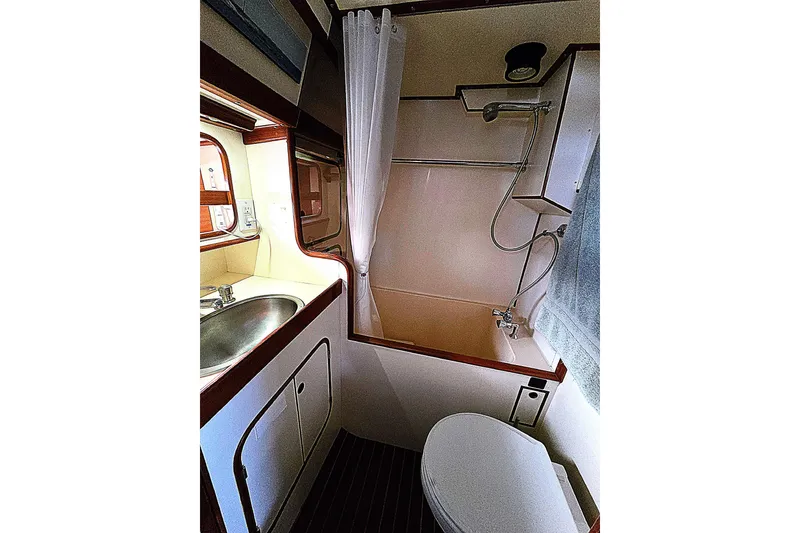 Slide: The Image of Interior of 1992 Taswell 43 All Season with bathroom and shower. - 13