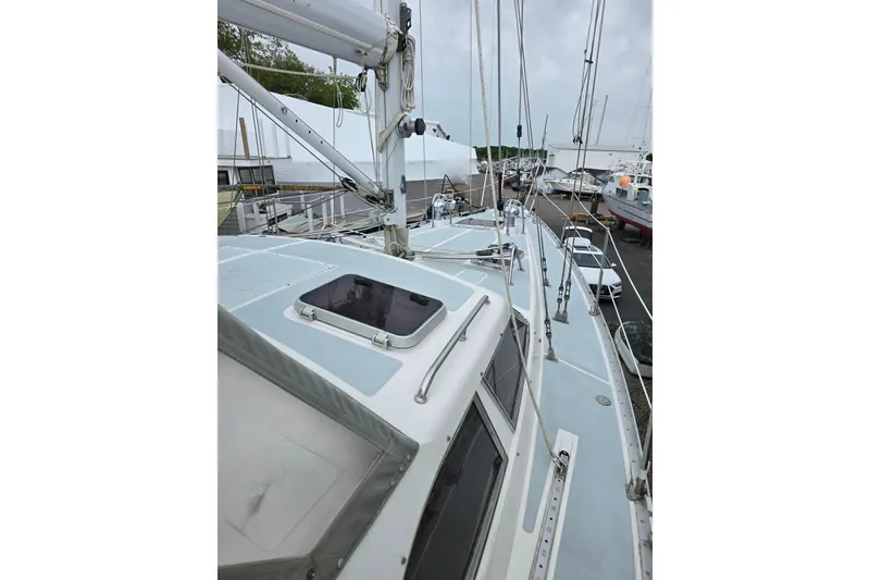Slide: The Image of Taswell 43 All Season 1992 on shipyard, side deck view. - 30