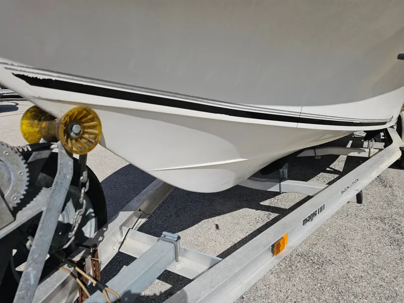 Slide: The Image of Sea Fox 195 Bay Fisher 2006 on trailer, close-up of bow. - 13