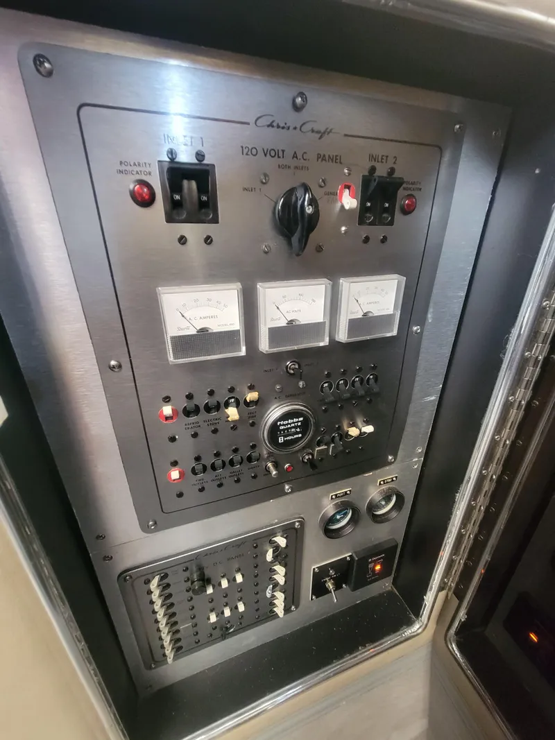 Slide: The Image of Electrical control panel of 1986 Chris-Craft 381 Catalina boat. - 32